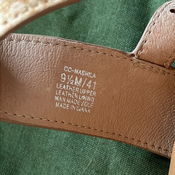 Brand New Corso Como Genuine Leather Neutral Tan Leopard Print Wedge Sandals - Picture 11 of 13